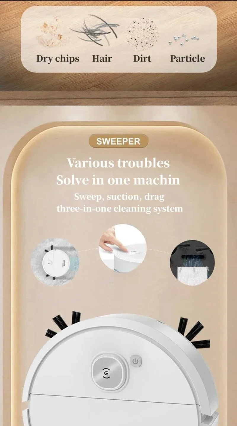Description Picture 5 of itemNew 3 in 1 Smart Sweeping Robot 4000Pa Vacuum Cleaner Strong Suction Easy To Use Floors Pet Hair Silent Home Cleaning Machine