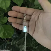 Ghost in A Bottle Pendant Necklace Halloween Jewelry Cute Glow Mini Vial Jar Light Charms Decor Earring Locket Spooky Decoration 1