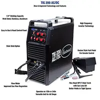 200 Amp TIG Welder Steel Aluminum High-Frequency Start Square-Wave Inverter Welder Cart AC/DC Welding Circuit 110vAC/220vAC 2