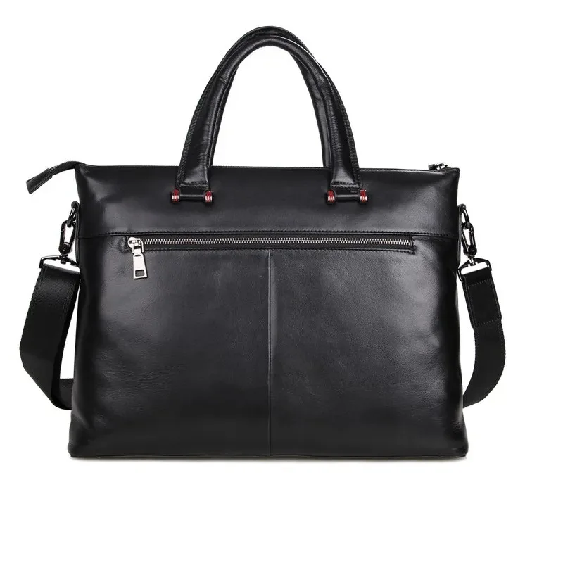 Genuine Leather Men's Briefcase 14 Inch Laptop Bag Business Large Capacity Shoulder Crossbody Bag