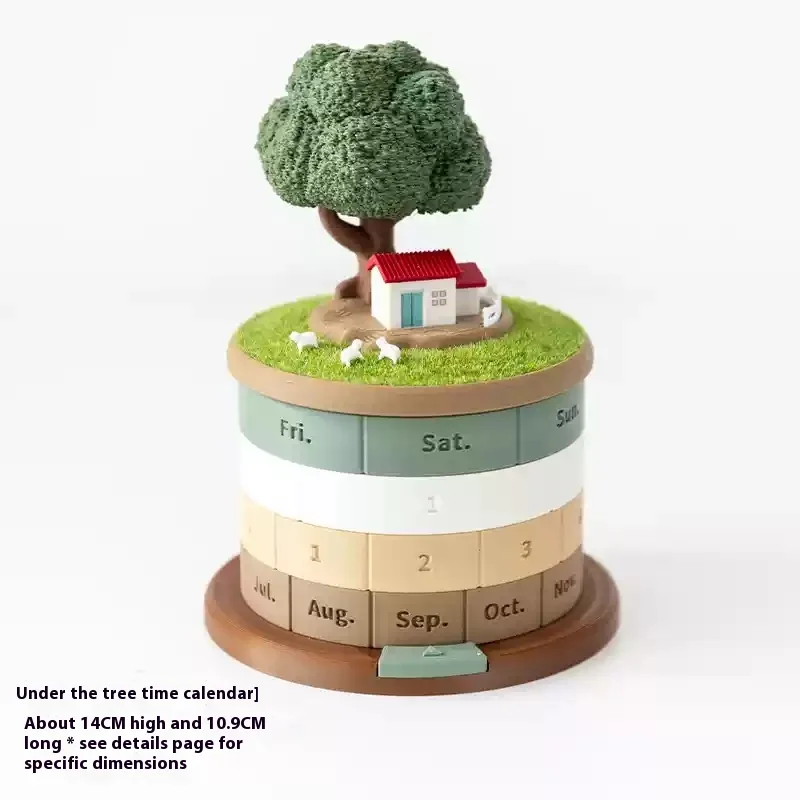 Cute Mini Perpetual Calendar-Diy Desktop Landscape With Movable Dates-Kawaii Gift For Girls Exam Countdown Ready Zen Desk