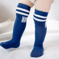 Korean Baby Boys Girls Knee High Long Socks Cotton Breathable Letter Stockings Newborn Infant Toddler Leg Warmers 0-2years Old 1