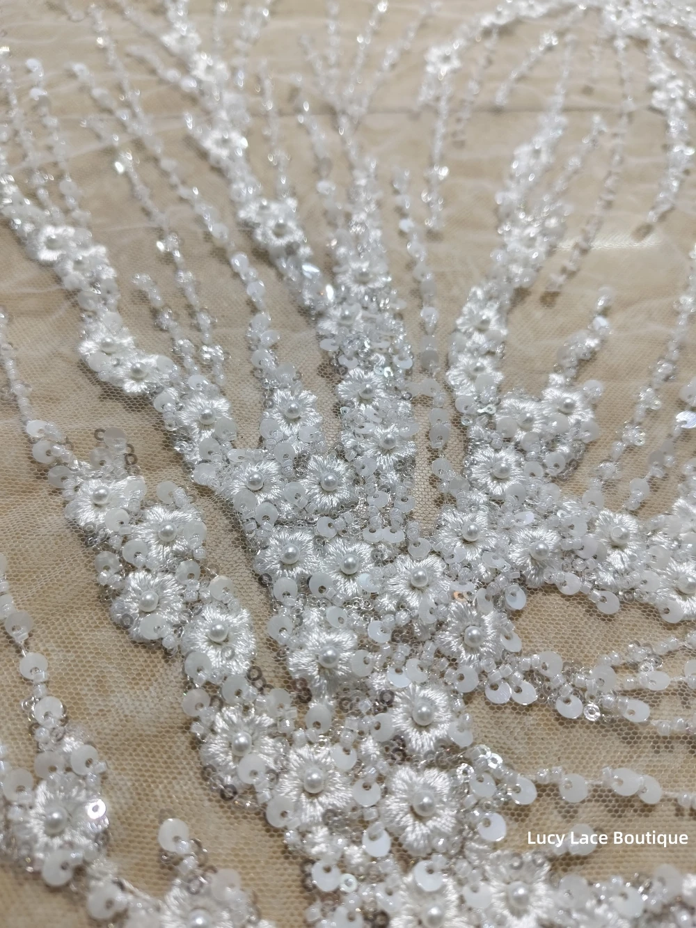 chinese dress ladies 5 YARDS / 8 COLORS / AKYLAS Sequin Beaded Embroidery Glitter Mesh Dress  Lace Fabric main image 1