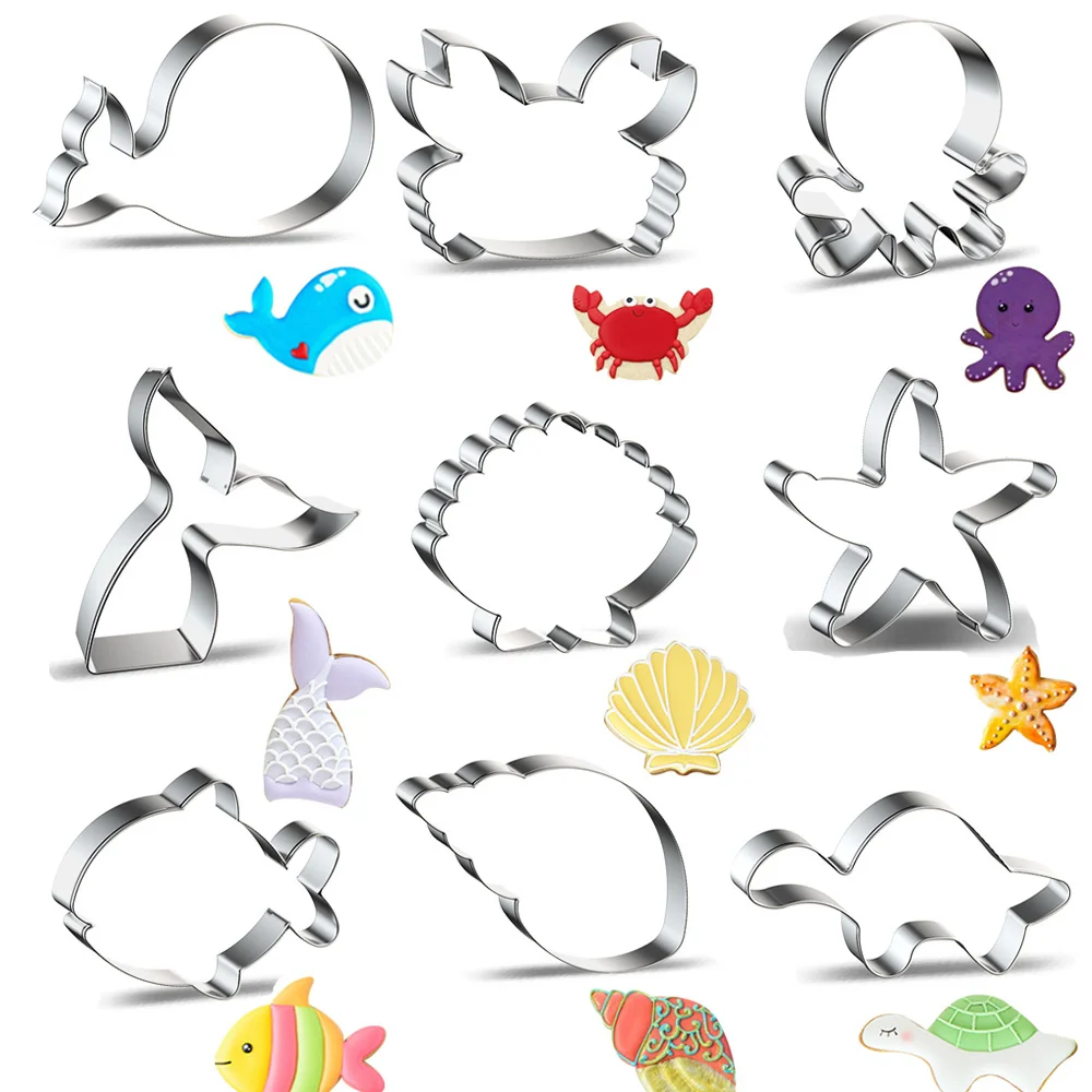 Sea Animal Cookie Molds 1pc Shark Crab Starfish Biscuit Bread Cutter for Under The Sea Birthday Party Supplies DIY Baking Tools cookie cutter,baking mold,cookie mould