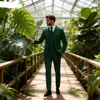 Elegant 3 Piece Burgundy Men's Suits Full Set Single Breasted Peaked Lapel Blazer Formal Prom Business Suit with Vest And Pants
