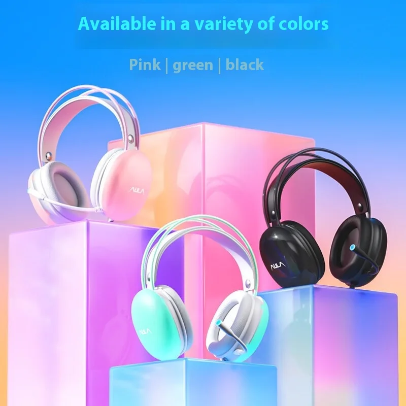 AULA S505 Headworn Wired Esports Computer Game Earbuds RGB with Microphone Laptop Stereo Noise Reduction Internet Cafe