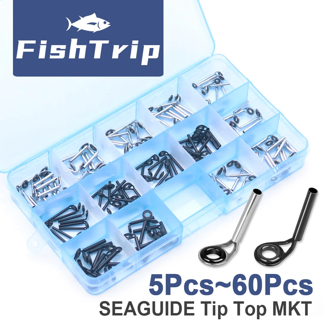 Fishtrip Kit Di Riparazione Della Punta Della Canna Da Pesca Super Small Center Ring Tip Top Mkt Per Canna Fine, Canna Rocciosa, Canna Da Mosca D'Acqu