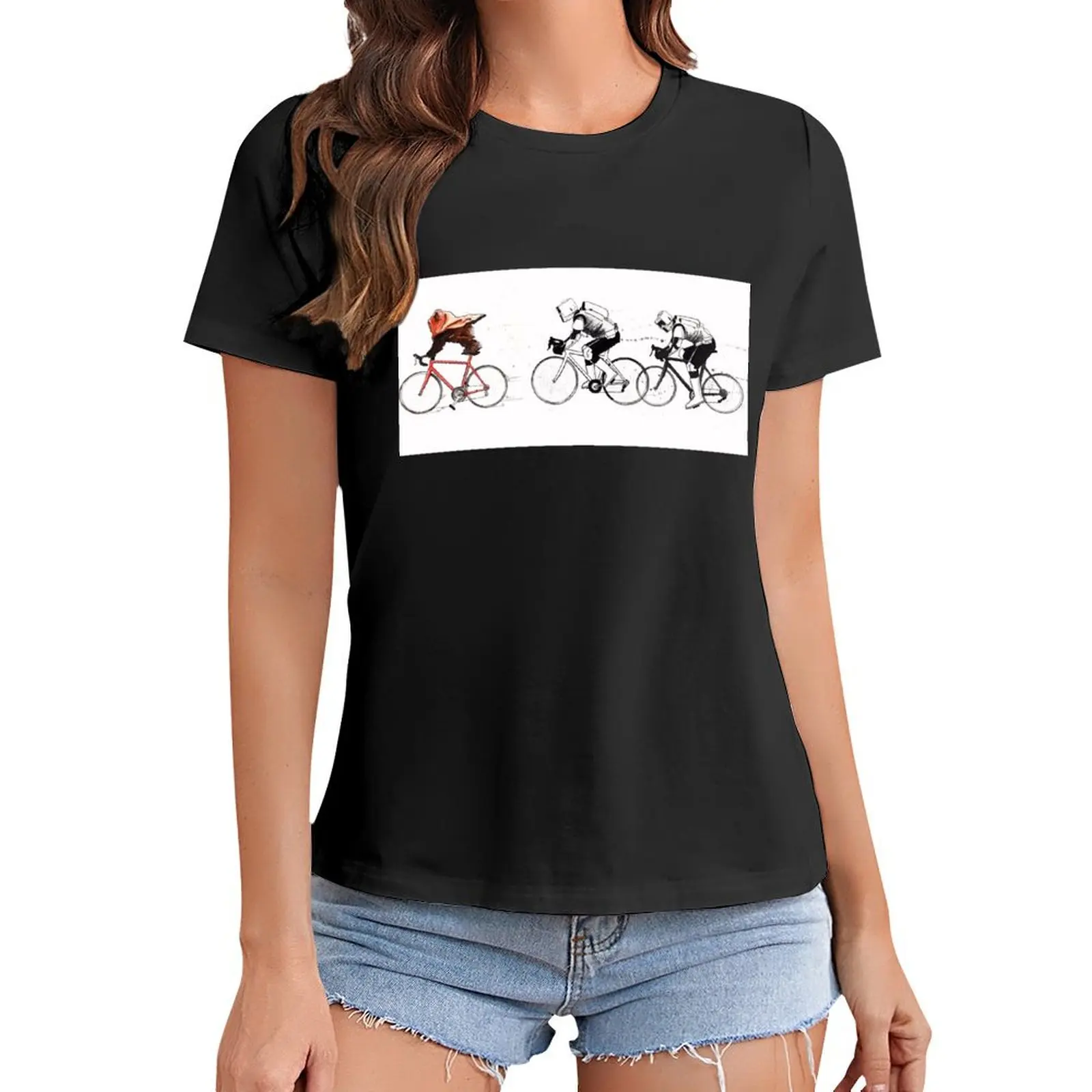 

Ewok Bicycle Chase T-Shirt customs kawaii clothes fashion woman blouse 2024