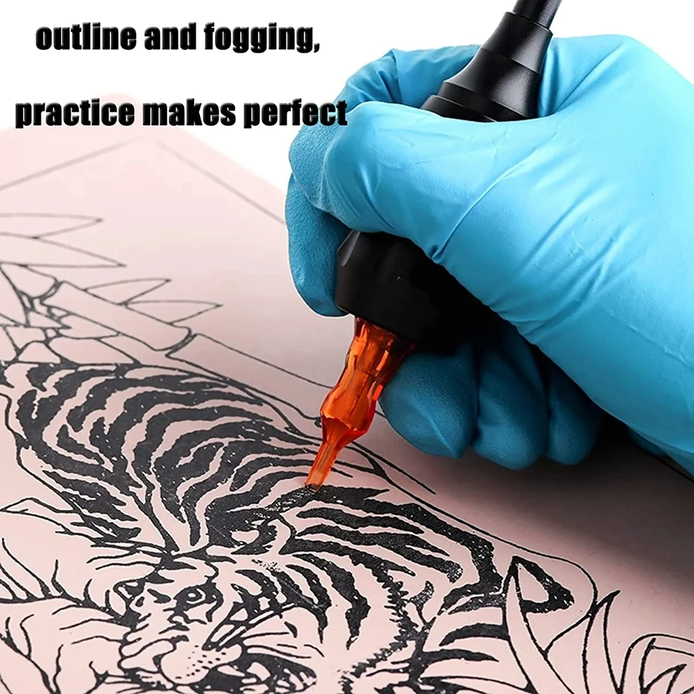 Tattoo Practice Skin and Transfer Paper Kit Double Sided Fake Skin with Stencil Paper Set Permanent Makeup Supply