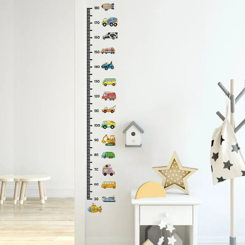 Transport Truck Cars Growth Chart Wall Stickers for Kids Measure Height Wall Chart Children Ruler Nursery Room Decor Art wall stickers
