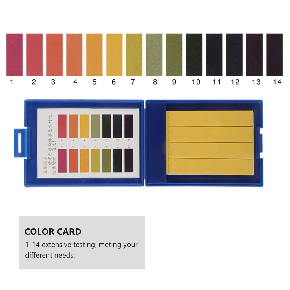 80Pcs PH 테스트 용지 정확한 1-14 산성 알칼리 테스트 스트립 방수 플라스틱 상자 컬러 카드 PH 테스트 스트립 정확한 롱