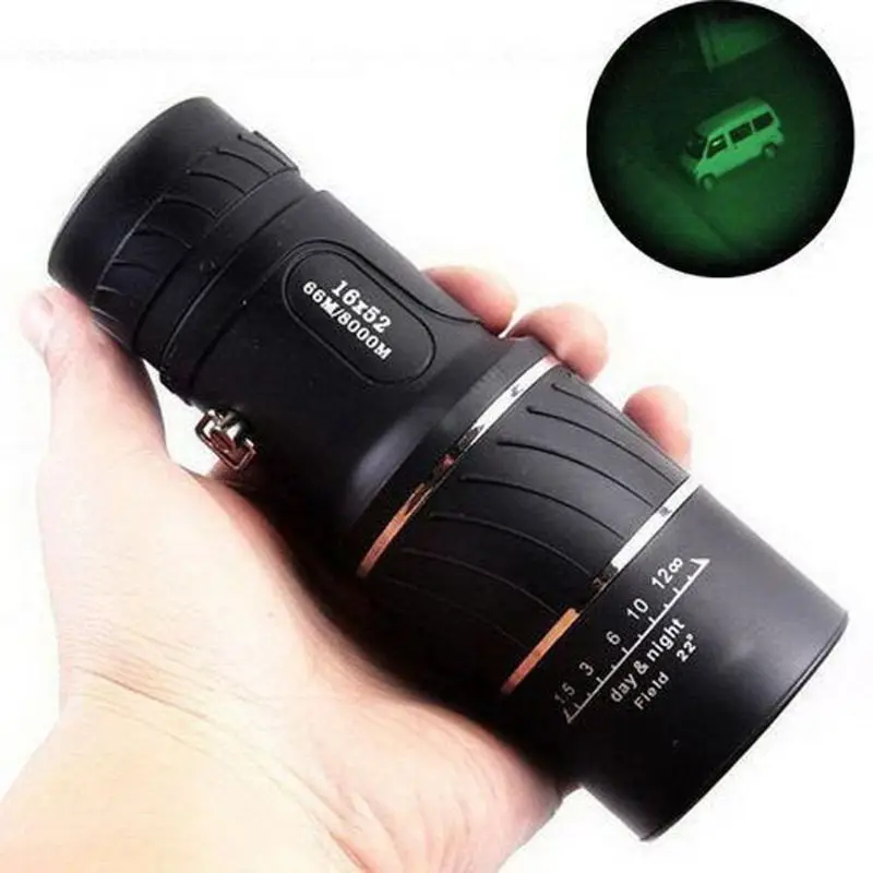 New nigth or day Vision 16x52 Optical Monocular Hunting Camping Hiking Telescope 