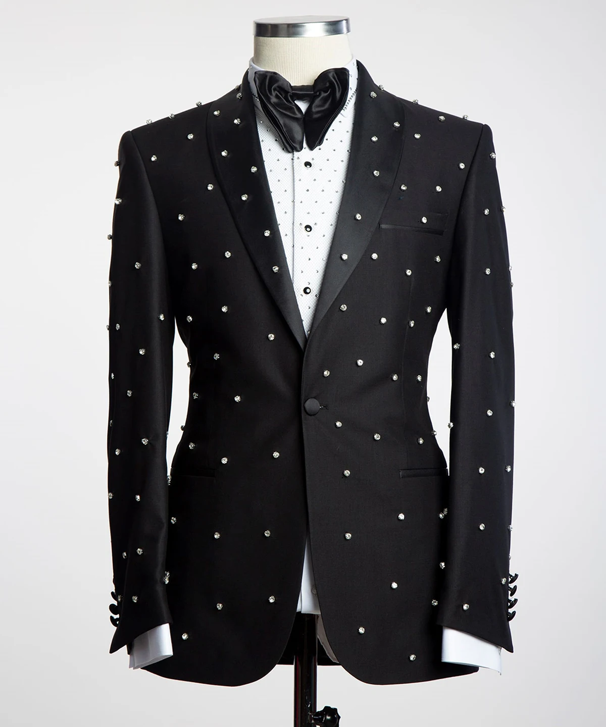 Luxury Men's Wedding Suits Rhinestone Shawl Lapel Groom Wear Tuxedos Evening Prom Made 2 Pcs Coat With Pants