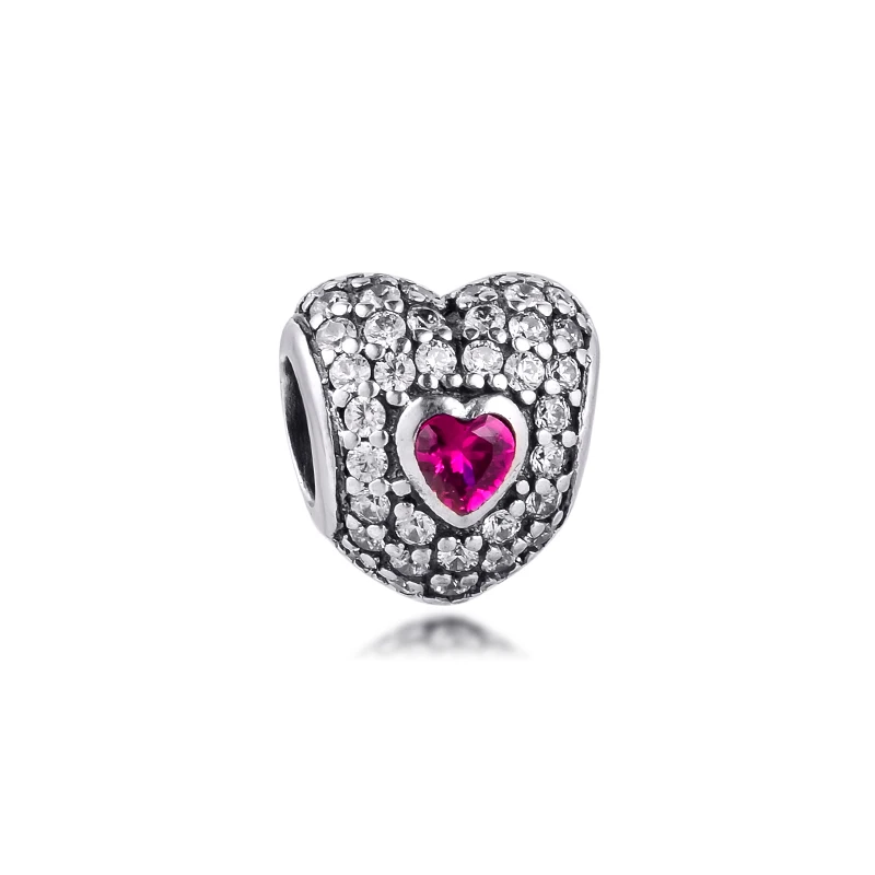 

Fits For Pandora Bracelets In my Heart Charms with Ruby Cubic Zirconia 100% 925 Sterling Silver Beads Free Shipping