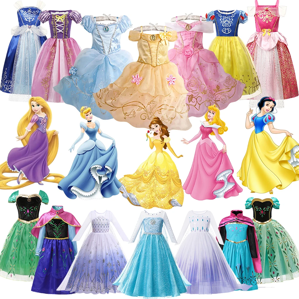 Disney-Princess-Dress-Belle-Auror-Cinderella-Rapunzel-Sofia-Snow-White ...