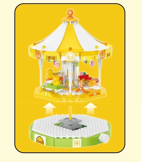 BALODY building blocks B.Duck toy carousel model Ferris wheel ornaments Kawaii construction set girls birthday gift social game