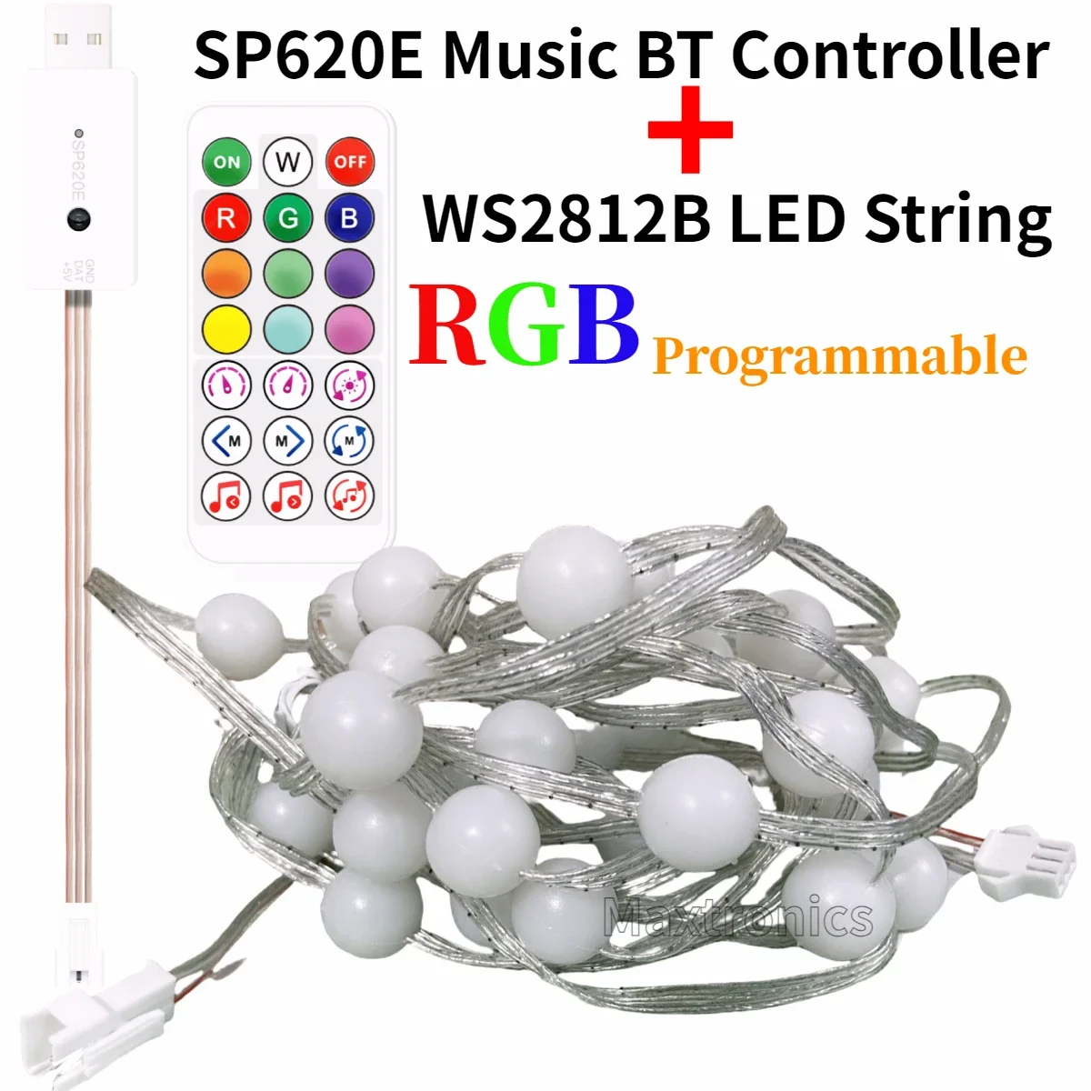 DC5V WS2812 RGB LED Ball Light String Programmable with Controller