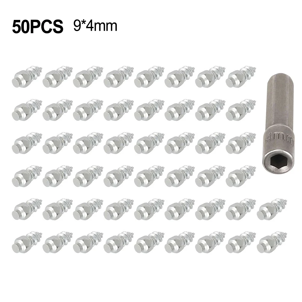 50 Stück Reifen-Hartmetall-Schraubenspikes, rutschfeste Nägel für Auto, Motorrad, ATV, Schnee, Reifen, Spikes, harte Legierung, Bolzenschrauben – Detail 4
