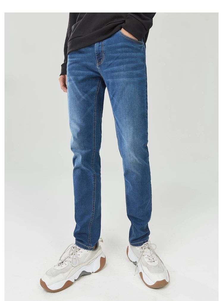 Metersbonwe Jeans Men Summer Basic Denim Pants Classic Washed Trousers Male Black Light Blue Simple Design Trousers Brand