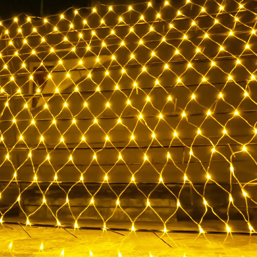 thumbnail image 1 of 2x3/3x3/10x1/6x4M Luces de malla LED Guirnalda navideña para exteriores Luces colgantes para ventana Cadena de luces de red de arbustos de hadas, 1 of 5