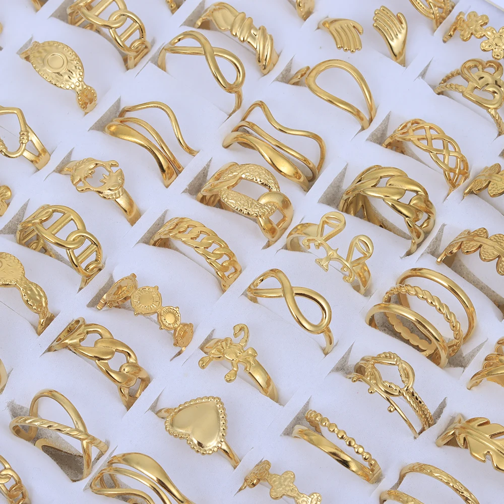 20 Pieces/Lot Vintage Adjustable Stainless Steel Rings Mixed Oil Pressure Titanium Steel Men and Women Couple Finger Ring 5