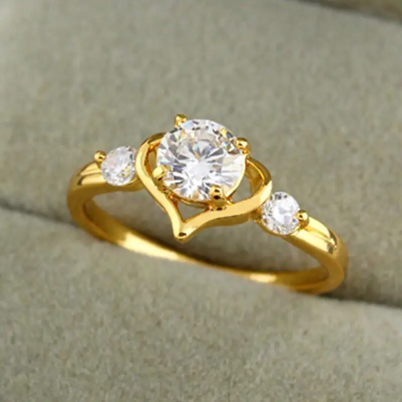 Bague coeur remplie d'or 18 carats, bijoux fantaisie, meilleur cadeau, taille 7