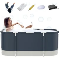 Portable Bathtub for Shower Stall, Large 47 Inch Foldable Soaking Bathing Tub Adults, Separate Family Bathroom SPA Collapsible 1