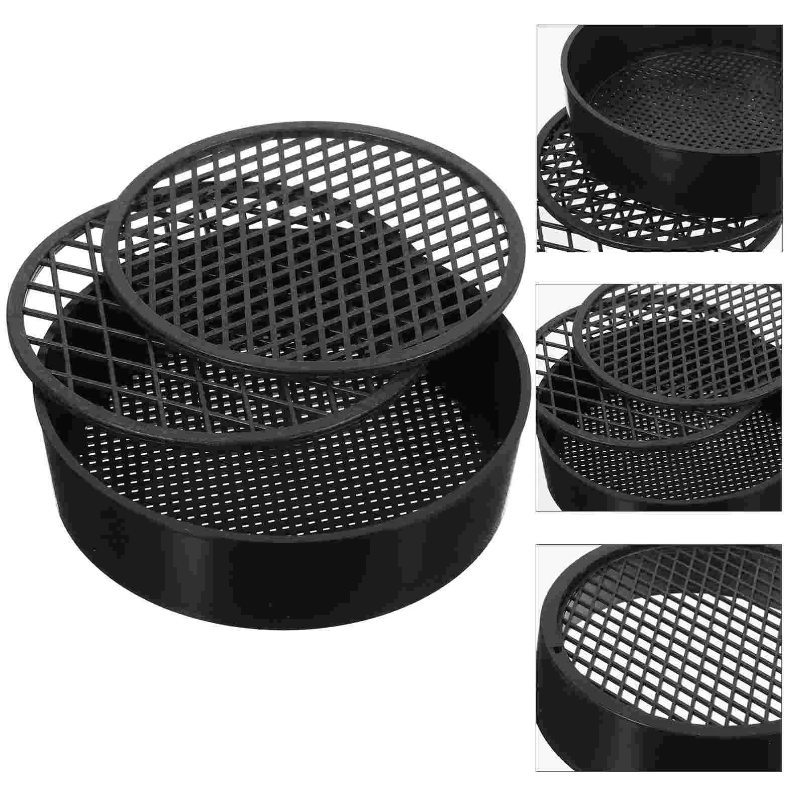 3 Sets Soil Sieve Earth Sand Sieves Toys Sifter Plastic Planting Filter Sifting Pan Gardening Tool Grid 4
