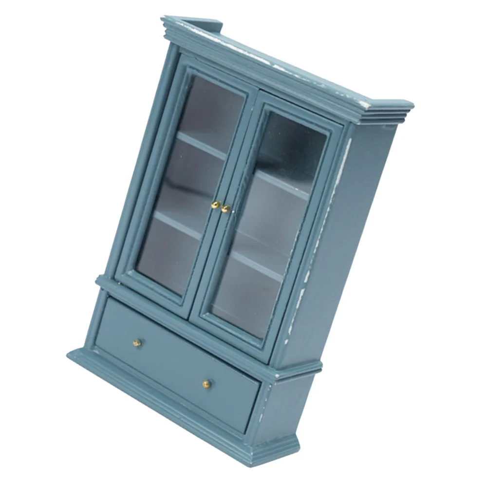 

Glass Case Model Kids Mini Toys House Supplies Desktop Ornament Wooden Bookcase Miniature Bookshelf Child Furniture