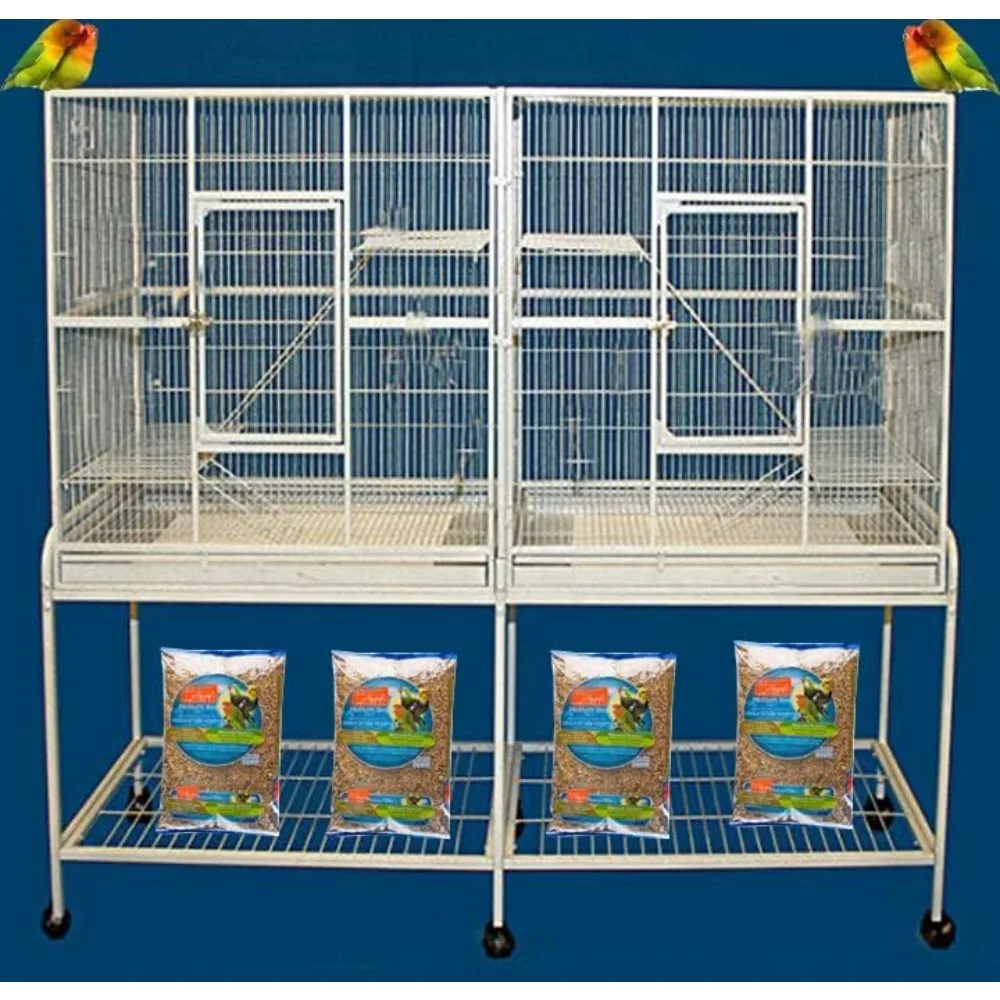 Extra Large Double Birdhouse Treehouse Bird Flight Breeder Cage Center ... - Bird Treehouse Parrot Cage Ruglove