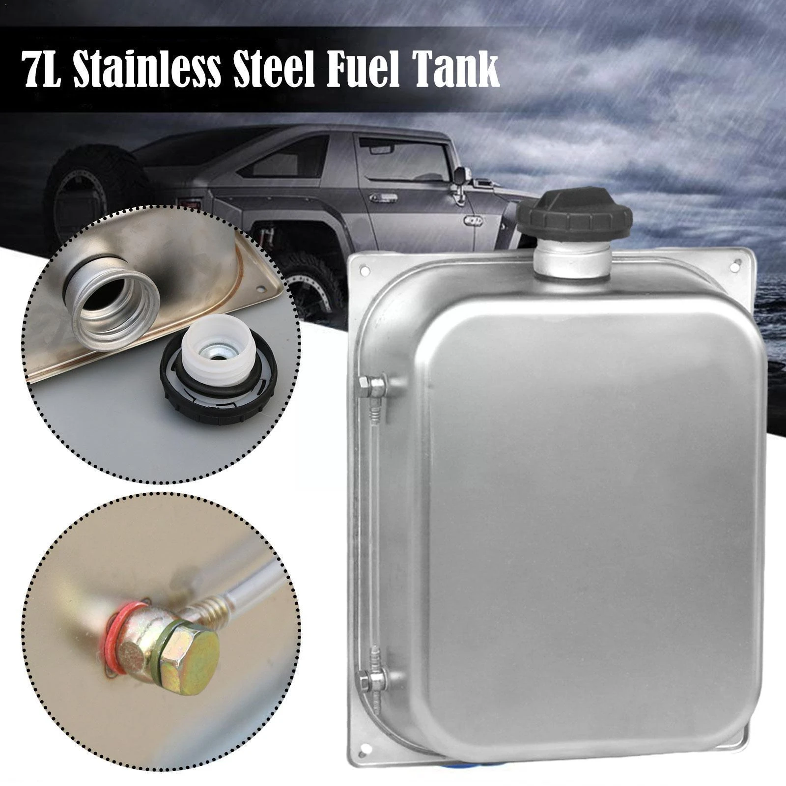 7l Stainless Steel Gasoline Petrol Fuel Tank Can Fit For asto