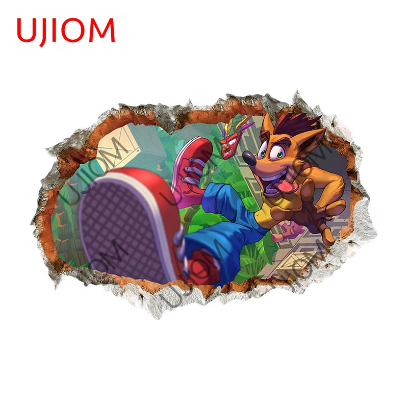 Ujiom 13Cm X 8.7Cm Crash Bandicoot Cartoon Wall Stickers Tear Graffiti Toilet Kids Room Trunk Decalcomania Room Decor Accessori Murali