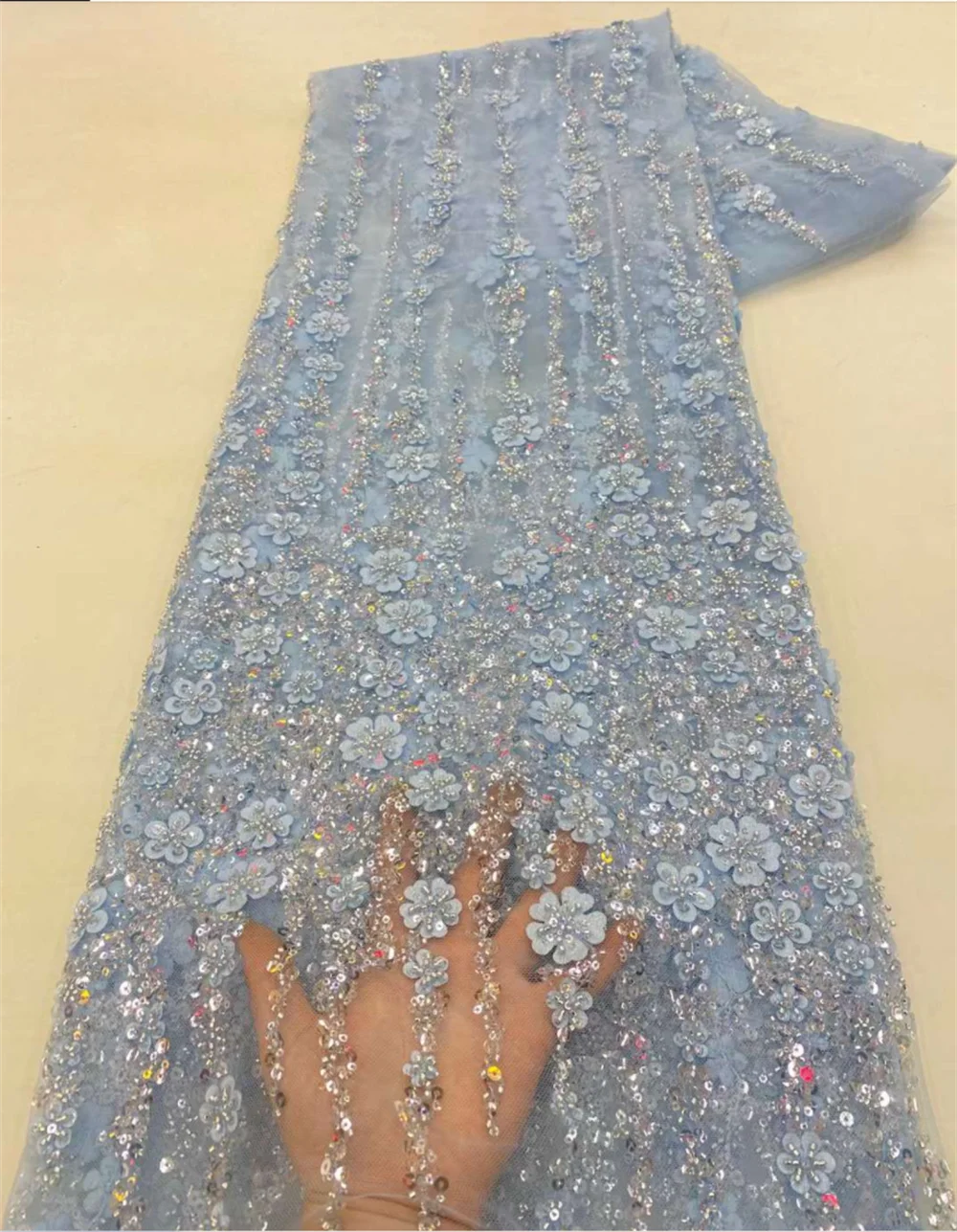 3D Flower Swiss Nigerian Africa Lace Fabric Wedding Luxury Evening Dresses Material French Beaded Lace lace fabric