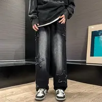 Jean pour homme style hip-hop américain, coupe droite ample et large, taille asiatique, marque tendance streetwear 3
