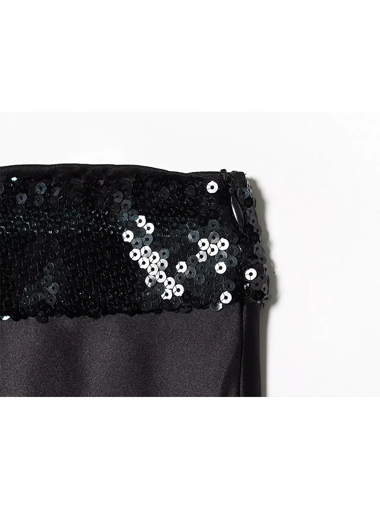 New Women Sequin Strapless Vest Sexy Off Shoulder Sequins Spliced Tank Top Chic Backless  Sleveless Waistcoat Women's Clothing