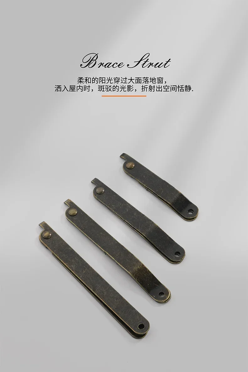 Description Picture 2 of item2PCS Wooden Box Positioning Tripod Antique Lid Folding Support Hinge Gift Jewelry Case Wood Box Corner Movable Hardware Bracket