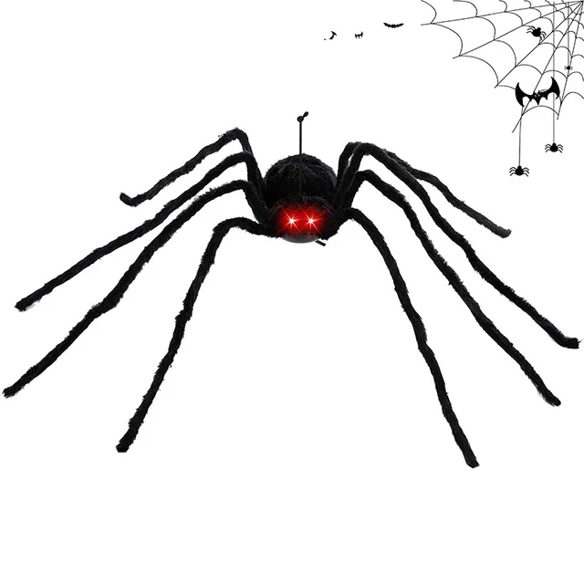 Halloween Tricky Porps 49.2in Big Spider Glowing Scream Electric Plush Toy Terror Haunted House Bar Club Party Decoration 1