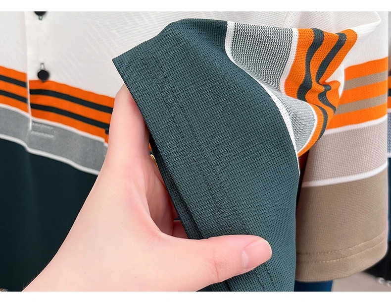 Fashion luxury short sleeve polo shirt summer new brand embroidered pocket trend striped color blocked T-shirt men's clothing 24 S5222a42b9b304987a7152b3bf79fccebb