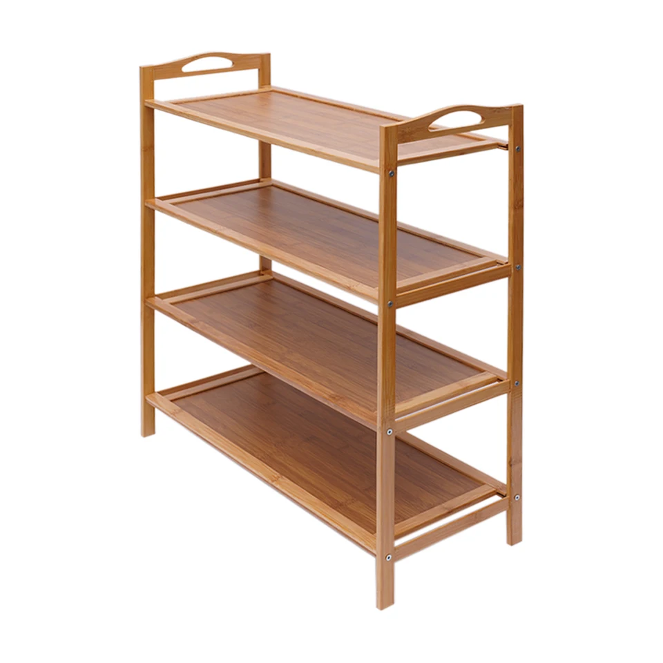 4 Tier Bamboo Shoe Rack Organizer Large Capacity