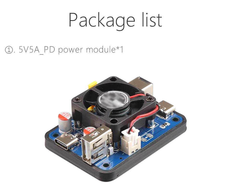 5V5A PD power,USB-C and USB-A dual port Power module for Raspberry Pi5, support