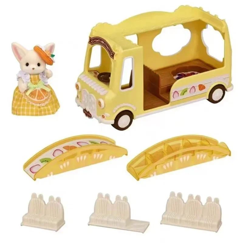 Original Sylvanian Families Kawaii Children Toys Anime Figure baby fruit busCollectible Doll Birthday Gift For Gril