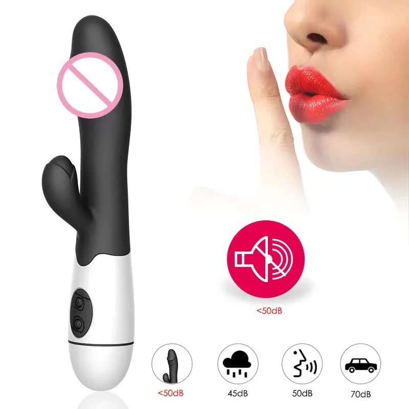 30 Speed Rechargeable Handheld Silicone Adult Clit Clitoral Clitoris Sex Toy G Spot Dual Motor Rabbit Vibrator for Women Female