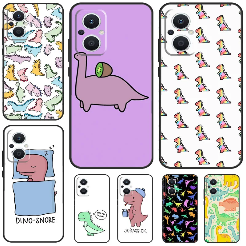 Fun Dinosaur Pattern Dino Funda Per Oppo Reno 5Z 4Z 2Z 8T 4 5 6 7 8 Lite 10 Pro Oppo Find X6 Pro X2 X3 X5 Lite Case