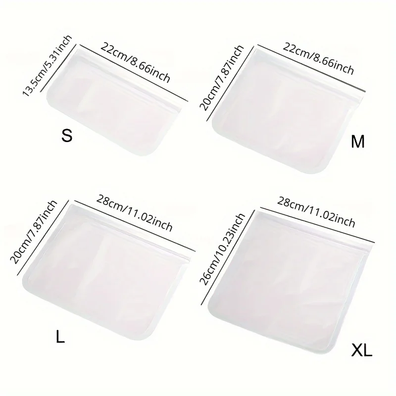 Reusable Silicone Food Storage Bags - Leak-Proof, Fresh-Keeping Stand-Up Bags