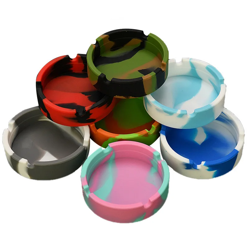 silicone ashtray Portable Fluorescent Luminous Ashtray Anti-Scalding Cigarette Holder Eco-Friendly Soft Round Silicone Ashtray Ash Tray Holder