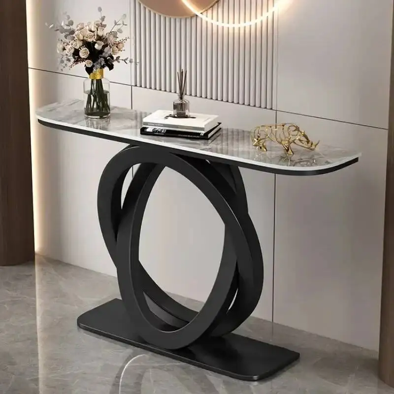 Consolle per computer tablet di lusso, tavolo da ingresso italiano semicircolare in ferro, estremità del corridoio creativo per mobili per la casa - Image 5