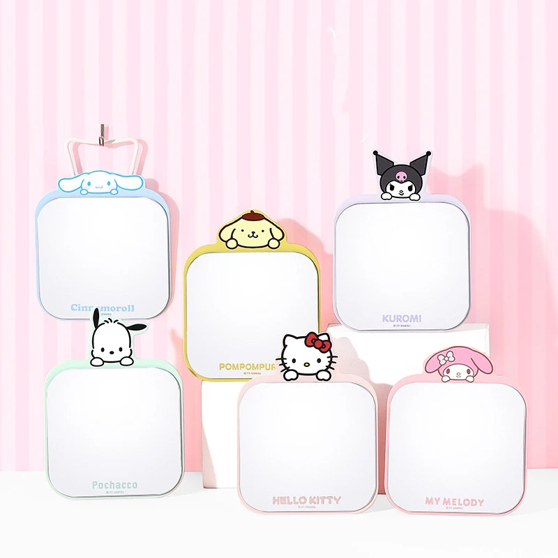 

MINISO Sanrio cartoon kawaii Melody kuromi HelloKitty HD Cosmetic Mirror Dormitory Home Desktop Adjustable Single Mirror