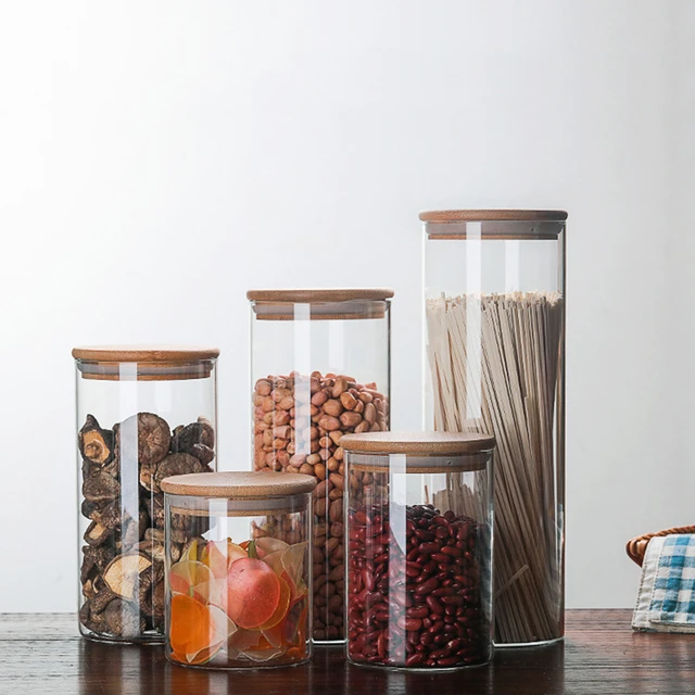 Glass Storage Jar With Sealed Bamboo Lid, Glass Flour Container, Grain  Container, Extra Large Capacity Glass Container, Large Glass Food Jar With  Wooden Lid, For Storing Flour, Sugar, , Rice, Coffee Beans