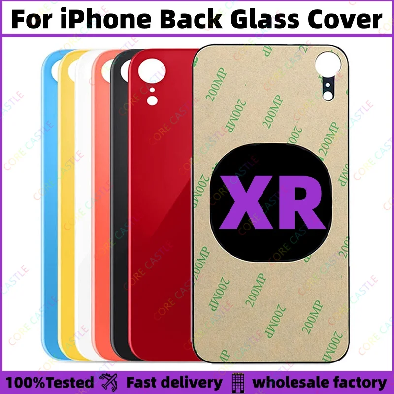 

Задняя стеклянная панель для iPhone XR, Крышка батарейного отсека, запасные части, оптимальное качество, размер, большое отверстие, задняя дверь, корпус, ободок