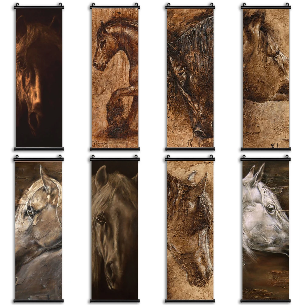 

HD Poster Horses By Paula Collewijn Scroll Canvas Classic Painting Hanging Vintage Picture Home Decor Wall Art For Living Room